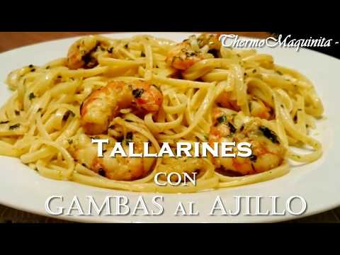 Receta Fácil de Espaguetis con Gambas y Fumet en Thermomix